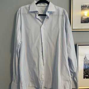 Eton White Shirt with Blue Cross Pattern